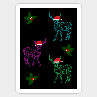 Geometric reindeer and holly print - Christmas Sticker